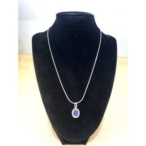 Vintage Designer Boma Lapis Lazuli Sterling Charm and Chain Necklace